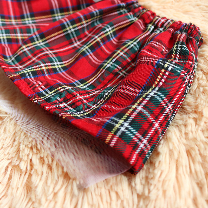 3Pcs girls underwear suit Bra + panties + skirt Size L-2XL seductive red plaid dress Ladies' uniform spice girl outfit Role play women's clothing