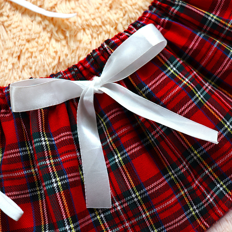 3Pcs girls underwear suit Bra + panties + skirt Size L-2XL seductive red plaid dress Ladies' uniform spice girl outfit Role play women's clothing