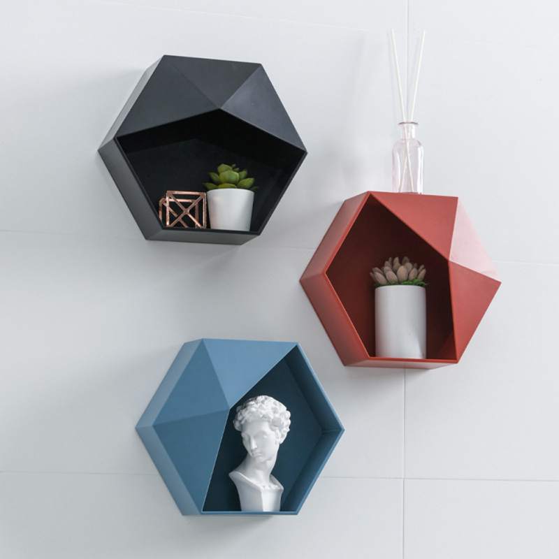 Hexagonal Wall Organizer Set of 3 Pieces, Adhesive Mount, Now Available As Pictured