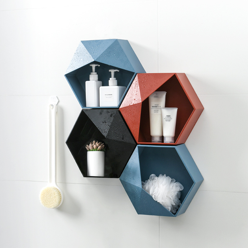 Hexagonal Wall Organizer Set of 3 Pieces, Adhesive Mount, Now Available As Pictured