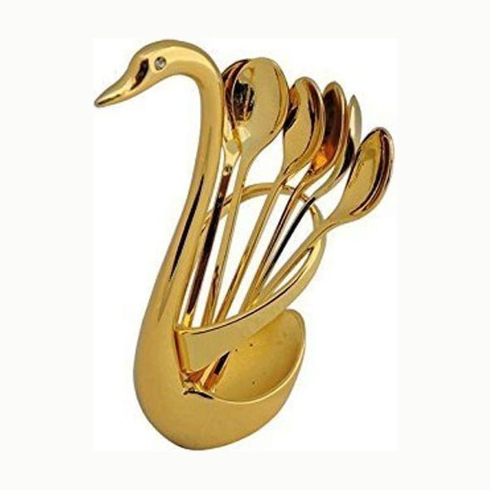 Swan/Duck Spoons Holder +6 pcs Tea Spoons.in Silver and Gold Now Available