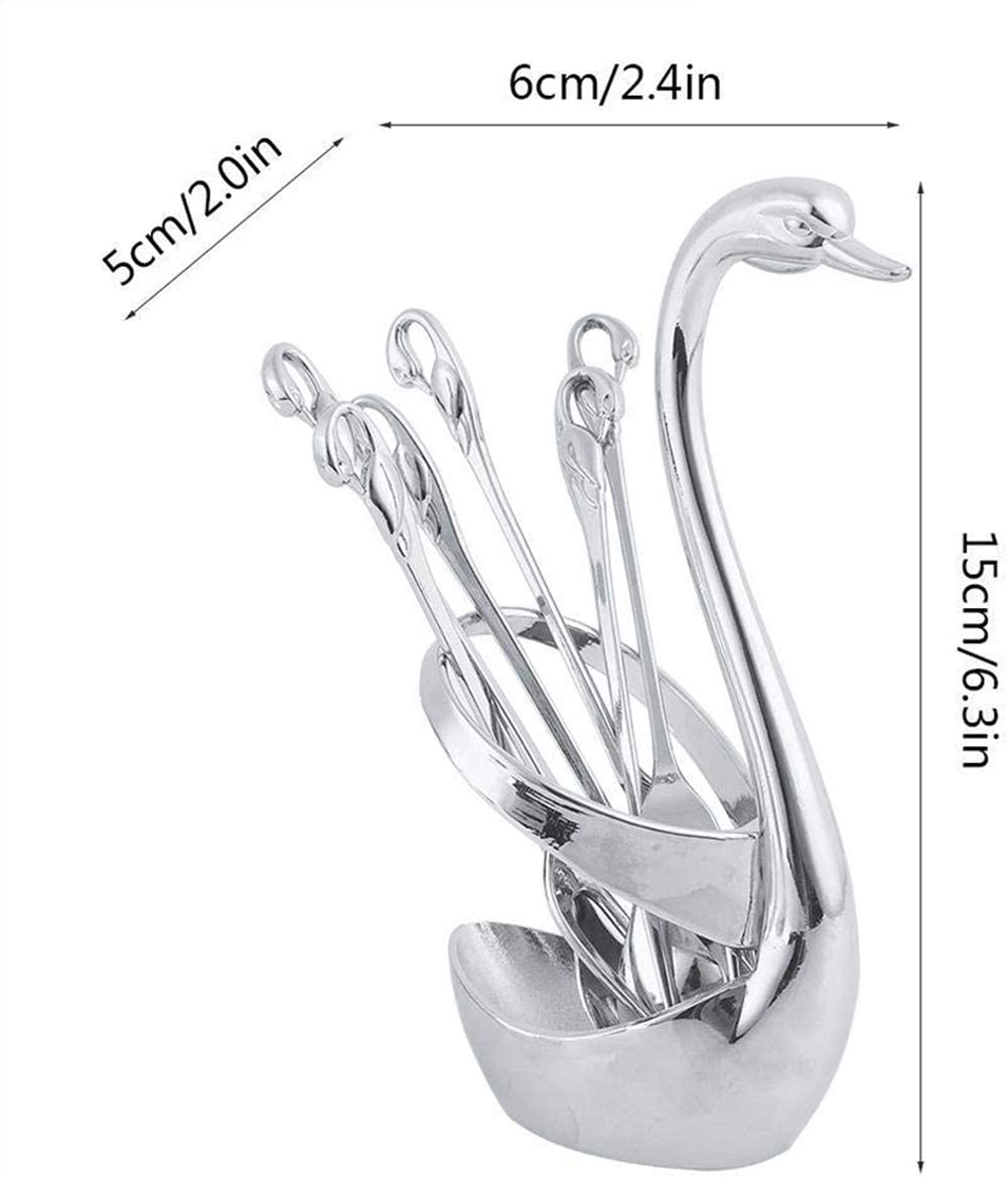 Swan/Duck Spoons Holder +6 pcs Tea Spoons.in Silver and Gold Now Available