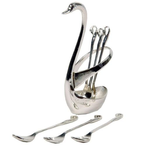 Swan/Duck Spoons Holder +6 pcs Tea Spoons.in Silver and Gold Now Available