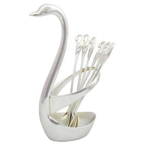 Swan/Duck Spoons Holder +6 pcs Tea Spoons.in Silver and Gold Now Available