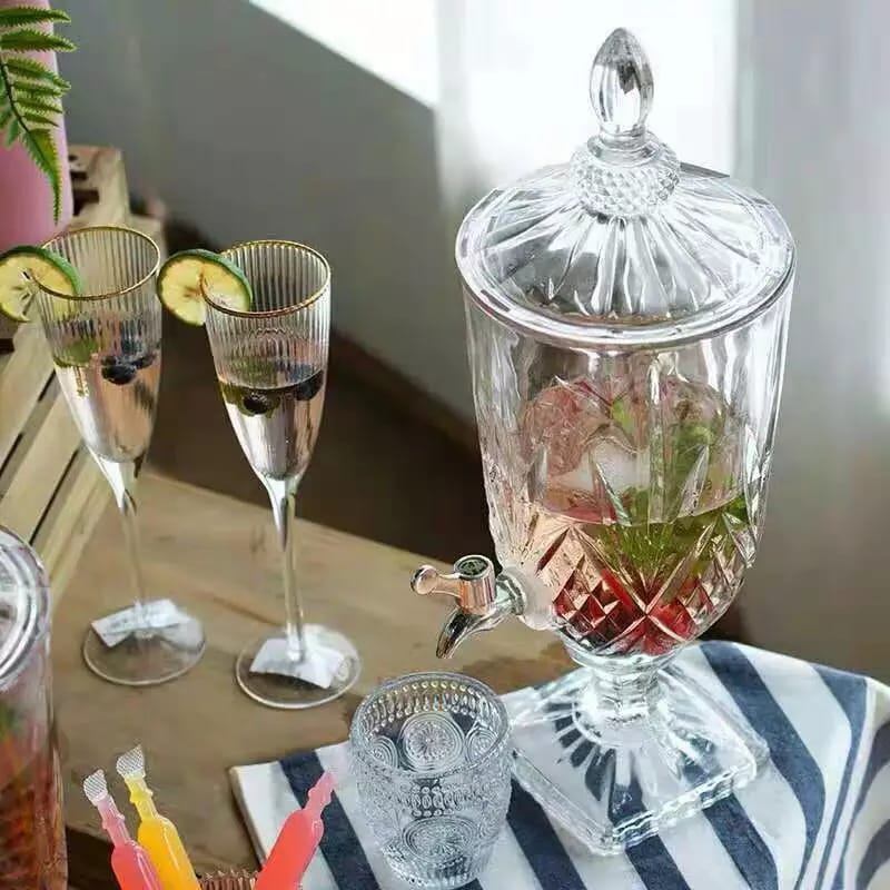 Heavy Kitchen  Glass Juice Dispenser With Tap Capacity 5 Litres
