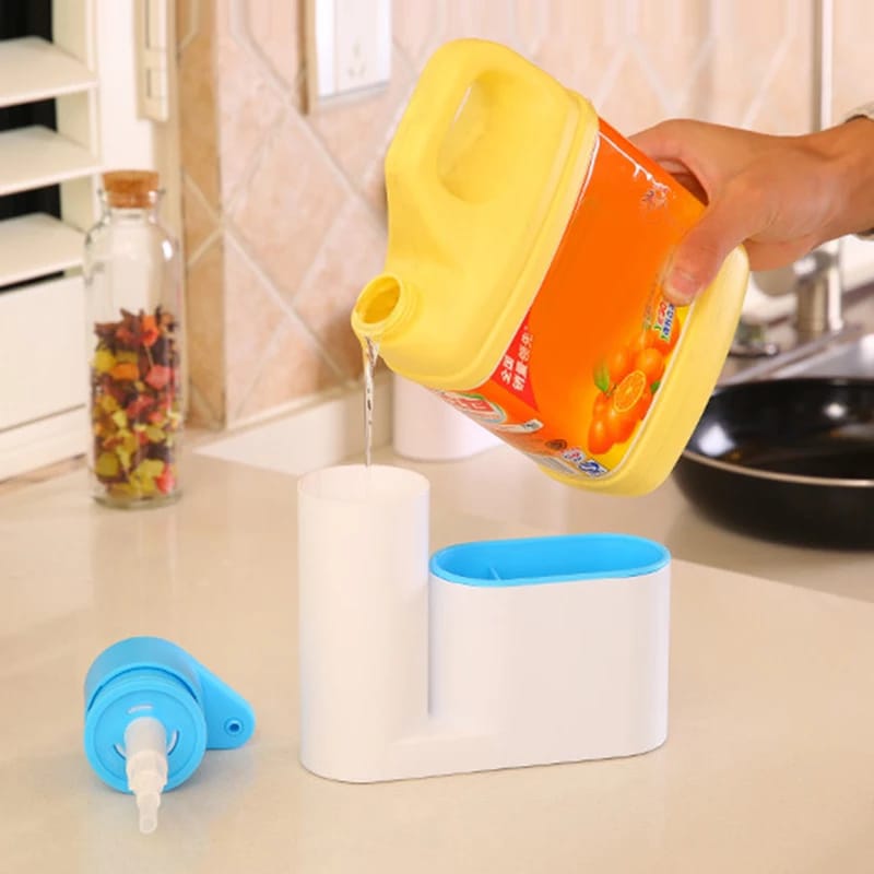 Classy heavy Plastic 3-1 Sink tidy With pump soap bottle