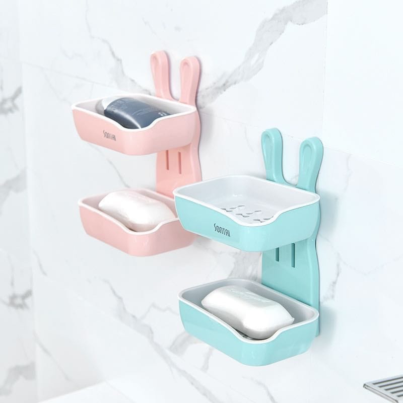 Adhesive heavy Plastic 2-1 soap holder