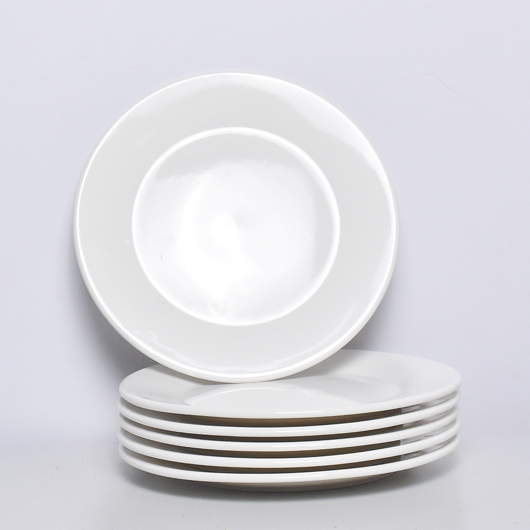 6 PCS Heavy ceramic white plain saucers