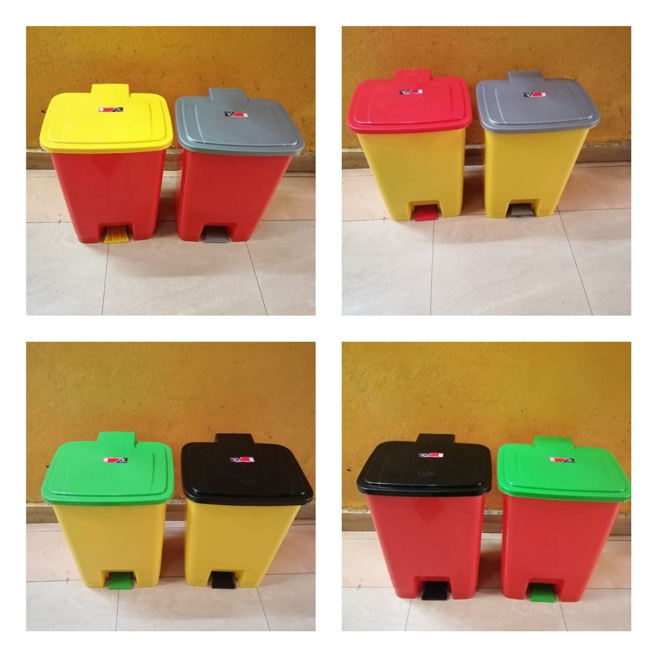 30 litres multi-coloured pendal dust bin