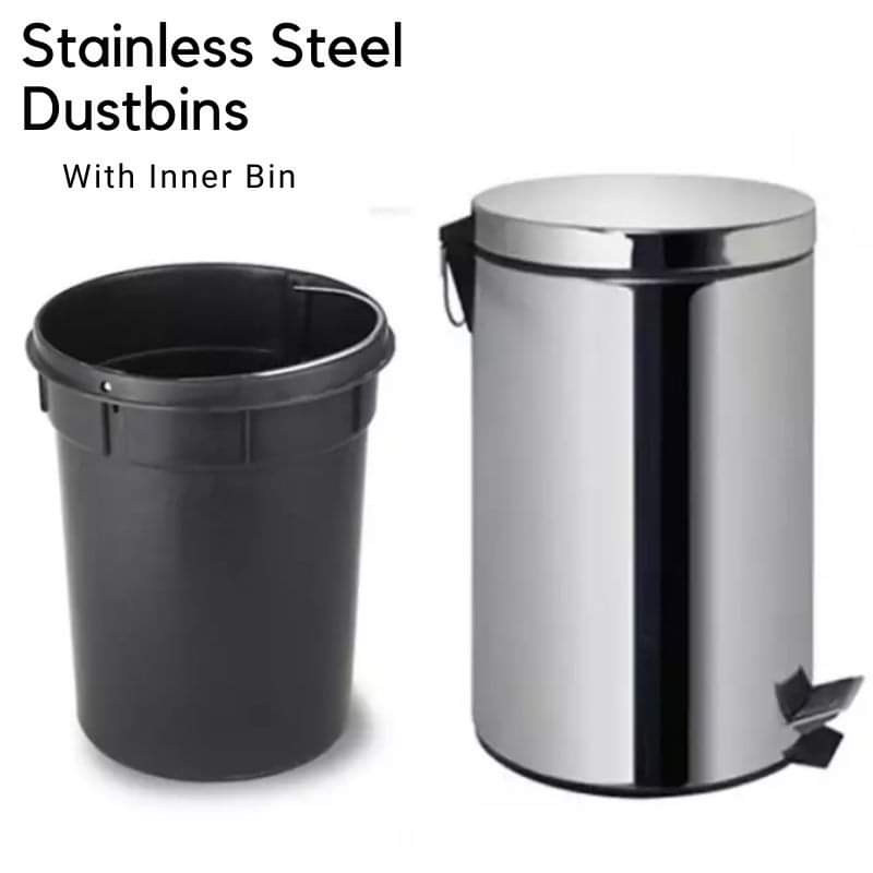 Stainless steel pedal dust bin with Plastic inner bucket