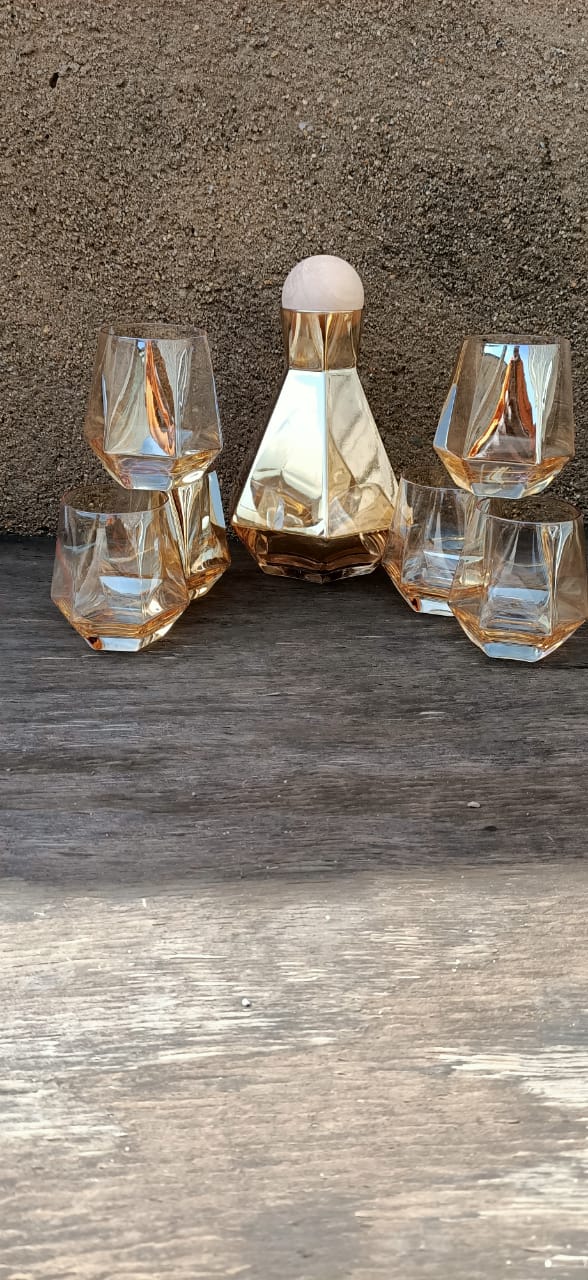 Classy Gold Kitchen whiskey decanter + 6pcs glasses