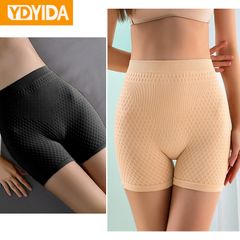 2pcs New Arriva Seamless Knitted Trainer Slimming Yoga Shorts Running Fitness Body Shaper Trimmer Pants High Elasticity Hip Lifting Bottoming Safety Pants Women Shorts Black+Beige Free Size(40kg-85kg)