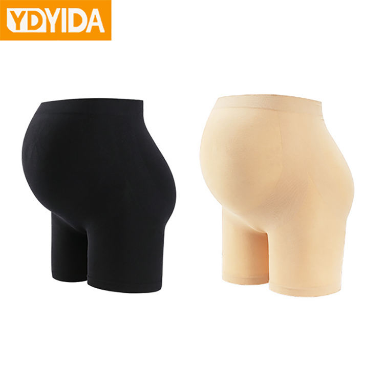 2Pcs New Arrival Women Lingerie Maternity Pants High Waisted Stretchy Knitted Shorts Comfortable  Breathable Large Size Pure Colour Maternity Yoga Shorts  Pregnancy Active Short Leggings