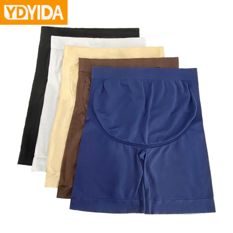 2Pcs New Arrival Women Lingerie Maternity Pants High Waisted Stretchy Knitted Shorts Comfortable  Breathable Large Size Pure Colour Maternity Yoga Shorts  Pregnancy Active Short Leggings