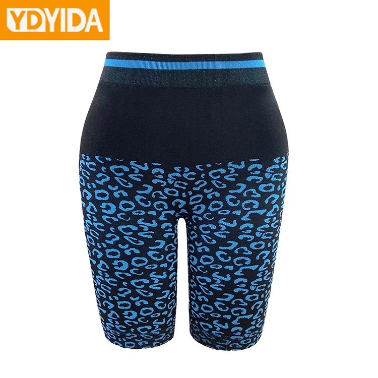 2Pcs New Style Ladies Body Shaper Trimmer Shorts High Quality Stretch Leopard Print Wide Belt Sport Trainer Slimming Shorts Comfortable Breathable Yoga Sport Shorts