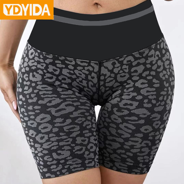 2Pcs New Style Ladies Body Shaper Trimmer Shorts High Quality Stretch Leopard Print Wide Belt Sport Trainer Slimming Shorts Comfortable Breathable Yoga Sport Shorts