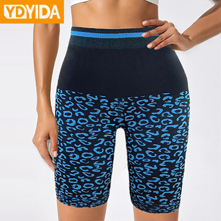 2Pcs New Style Ladies Body Shaper Trimmer Shorts High Quality Stretch Leopard Print Wide Belt Sport Trainer Slimming Shorts Comfortable Breathable Yoga Sport Shorts