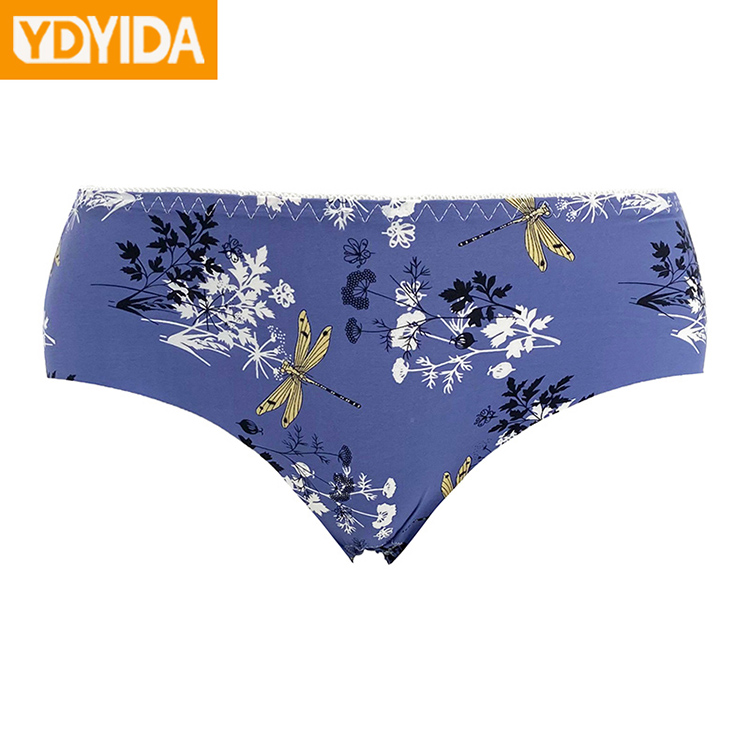 New Arrival 6Pcs Ladies Ice Silk Briefs  Middle Waist Quick Dry Breathable Comfortable Hip Lifting Ladies Thongs Seamless Printing Stretch Panties