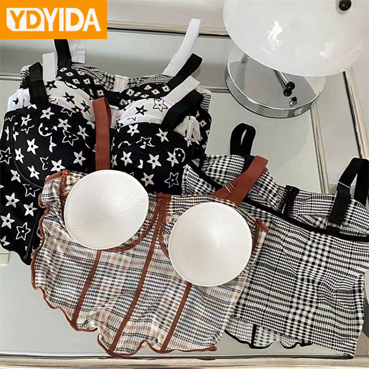 New Arrival Women's Sexy Camisole Sleeveless Elastic Ice Silk Smooth Touching Wirefree Crop Tops With Foam Camis Tops Vintage  Bralette Short Blouse Shirts