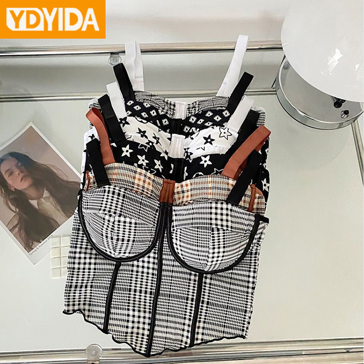 New Arrival Women's Sexy Camisole Sleeveless Elastic Ice Silk Smooth Touching Wirefree Crop Tops With Foam Camis Tops Vintage  Bralette Short Blouse Shirts
