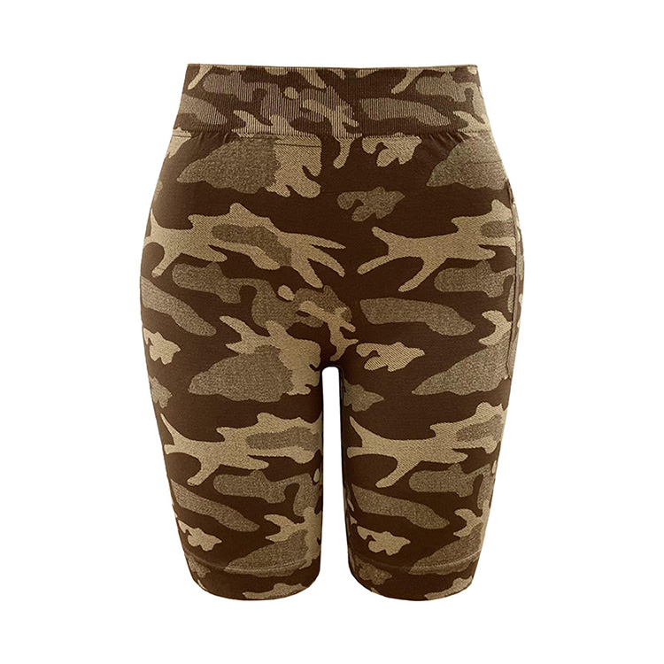 New Arrival Pocket Body Shaper Trainer Slimming Pants Ladies Large Size Camo Pattern Side Pocket Yoga Pants High Elasticity Seamless Knitted Hip Lifting Abdominal Comfortable  Breathable Shorts