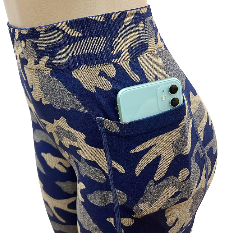 New Arrival Pocket Body Shaper Trainer Slimming Pants Ladies Large Size Camo Pattern Side Pocket Yoga Pants High Elasticity Seamless Knitted Hip Lifting Abdominal Comfortable  Breathable Shorts
