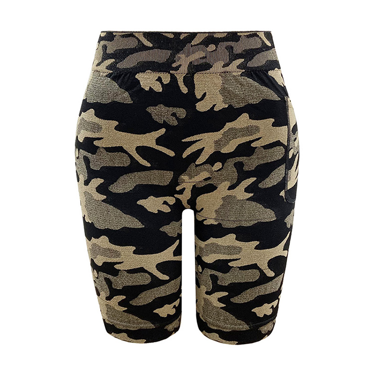 New Arrival Pocket Body Shaper Trainer Slimming Pants Ladies Large Size Camo Pattern Side Pocket Yoga Pants High Elasticity Seamless Knitted Hip Lifting Abdominal Comfortable  Breathable Shorts