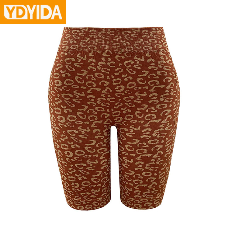 New Arrival Pocket Yoga Pants Lady Large Size Leopard Print Side Pocket Body Shaper Trainer Pants High Elasticity Seamless Knitted Hip Lift Abdominal Slimming Outdoor Sport Shorts