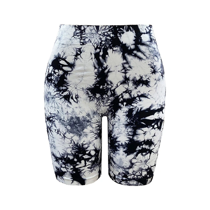 New Arrival Ladies Tie Dye Quick Drying Body Shaper Trimmer Shorts Large Size Lingerie High Elasticity Seamless Knitted Hip Lifting Abdominal  Safety Pants Outdoor Sport Shorts