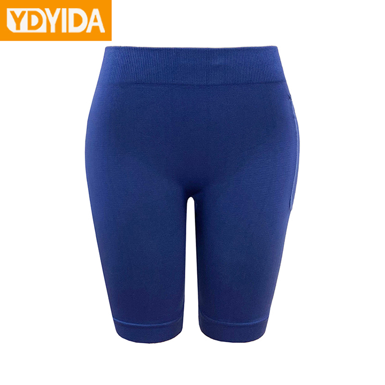New Arrival Pocket Seamless Knitted Trainer Slimming Yoga Pants Ladies Large Size Pure Color High Waist High Elasticity Hip Lifting Abdominal Body Shaper Trimmer Pants Outdoor Sport Run Gym Shorts