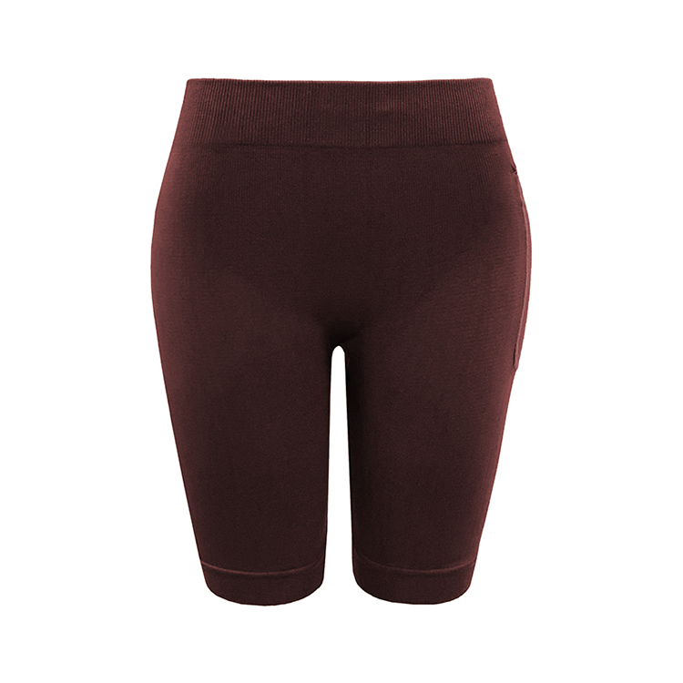 New Arrival Pocket Seamless Knitted Trainer Slimming Yoga Pants Ladies Large Size Pure Color High Waist High Elasticity Hip Lifting Abdominal Body Shaper Trimmer Pants Outdoor Sport Run Gym Shorts