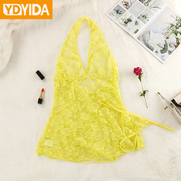 Women Large Size Sexy Lingerie See Though Mesh Lingerie Sexy Lace  Deep V Neck dress lace panties suit Stretch Bodystocking Club Clothing Dresses Nightwear for Sex Gift for Girlfriend