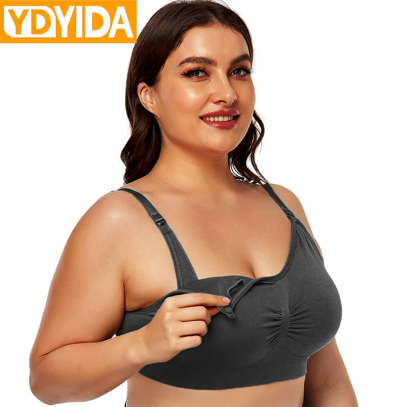 2Pcs Cotton Feeding Nursing Pregnant Breastfeeding Ladies  Seamless Bras Removable Cup High Quality Open Front Button  Wireless  Women Maternity Bra