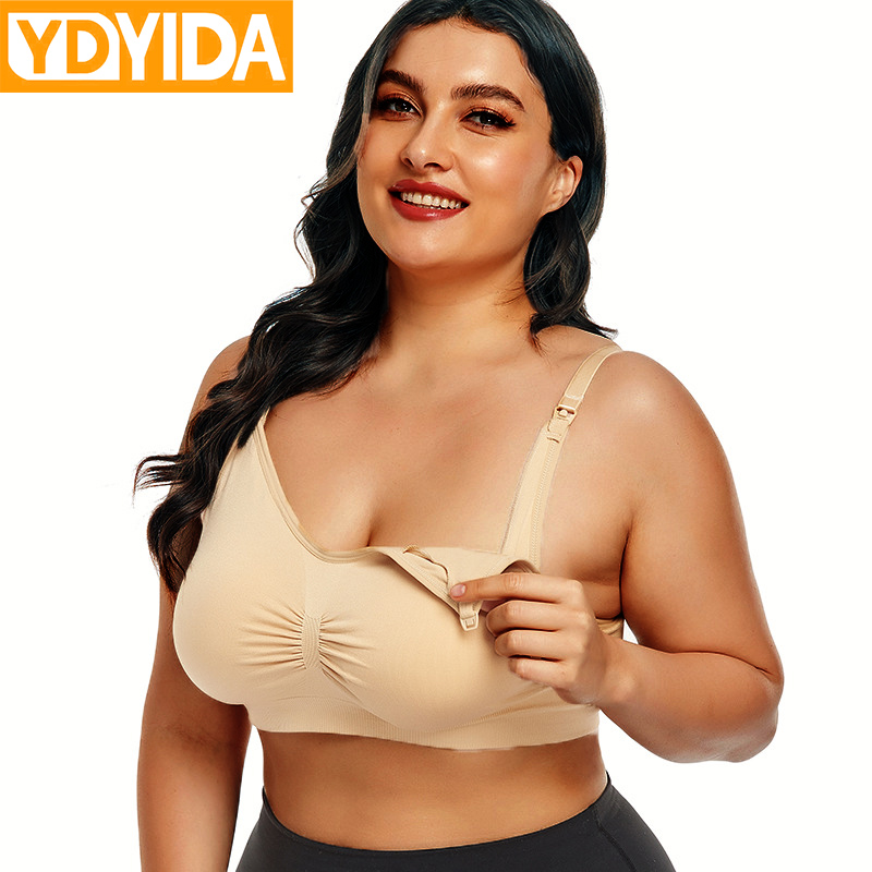 2Pcs Cotton Feeding Nursing Pregnant Breastfeeding Ladies  Seamless Bras Removable Cup High Quality Open Front Button  Wireless  Women Maternity Bra