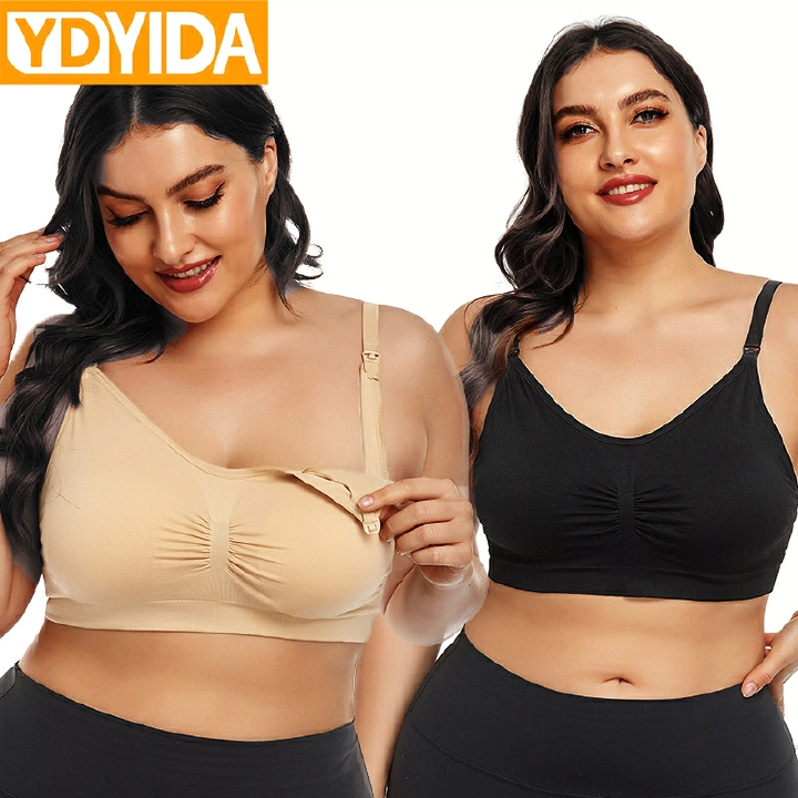 2Pcs Cotton Feeding Nursing Pregnant Breastfeeding Ladies  Seamless Bras Removable Cup High Quality Open Front Button  Wireless  Women Maternity Bra