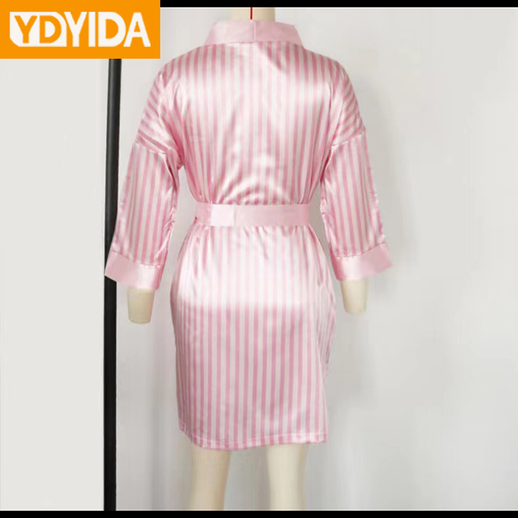 Women's Three Piece Sexy Lace Nightgown Set Like Silk Fabric Striped Nightdress Large Women's Pajamas Suit Lace Sexy Tank Top Lace Pants and Nightgown Three Piece Sleepwear Set