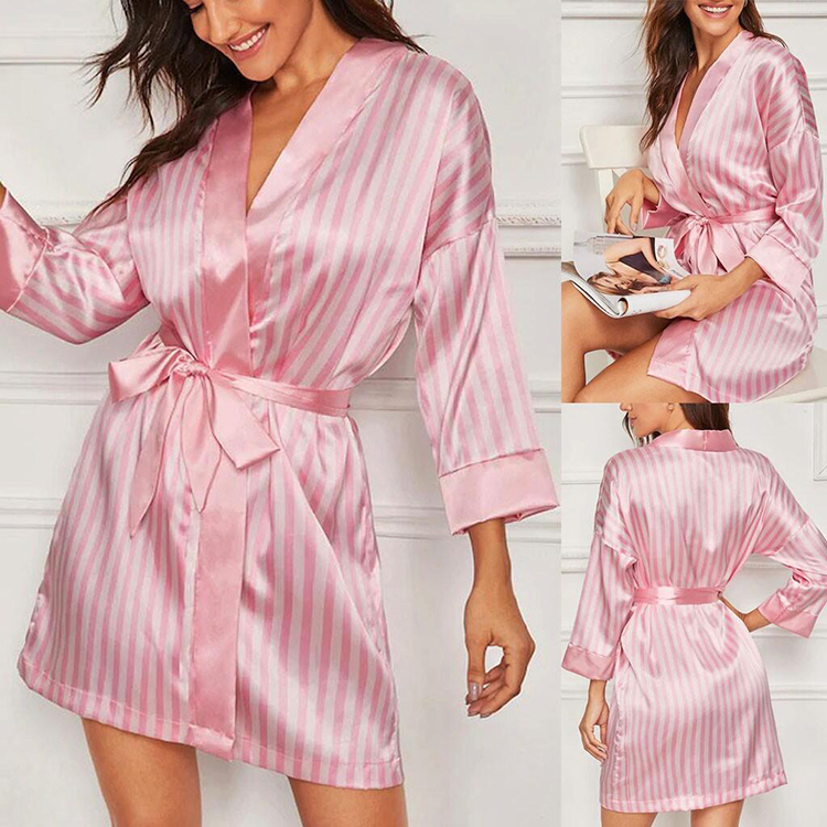 Women's Three Piece Sexy Lace Nightgown Set Like Silk Fabric Striped Nightdress Large Women's Pajamas Suit Lace Sexy Tank Top Lace Pants and Nightgown Three Piece Sleepwear Set