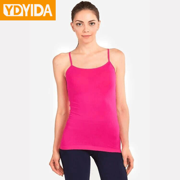 New Arrival Good Quality Ladies Seamless Solid Color Camisole Sleeveless Sling Singlet Stretchy Slim Tank Top Ajustable Strap Vest  Women's Comfortable and Breathable Bottom Tank Top Sports Tank Top
