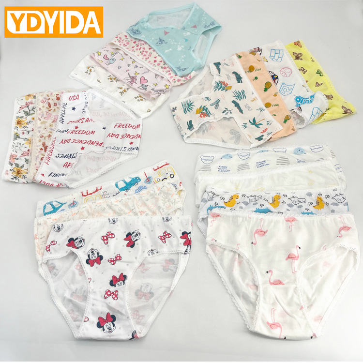 6Pcs Baby Girl Pure Cotton Cartoon Panties 100% Cotton Triangle Underwear High Quaility Girls Clothing Mid Waist Children Cartoon Printed Briefs Panties Comfortable And Breathable Children's Underwear