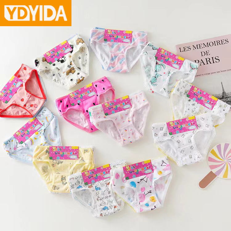 6Pcs Baby Girl Pure Cotton Cartoon Panties 100% Cotton Triangle Underwear High Quaility Girls Clothing Mid Waist Children Cartoon Printed Briefs Panties Comfortable And Breathable Children's Underwear