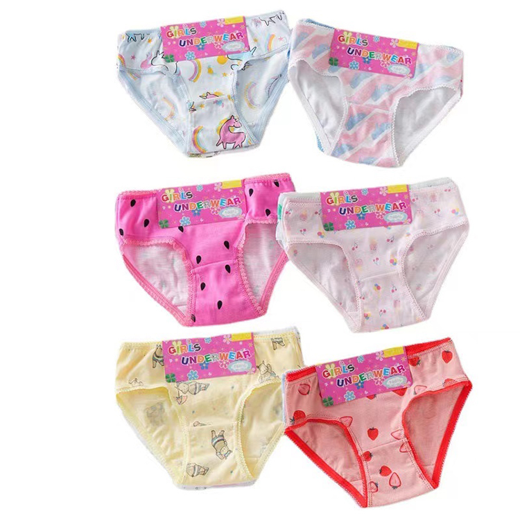 6Pcs Baby Girl Pure Cotton Cartoon Panties 100% Cotton Triangle Underwear High Quaility Girls Clothing Mid Waist Children Cartoon Printed Briefs Panties Comfortable And Breathable Children's Underwear