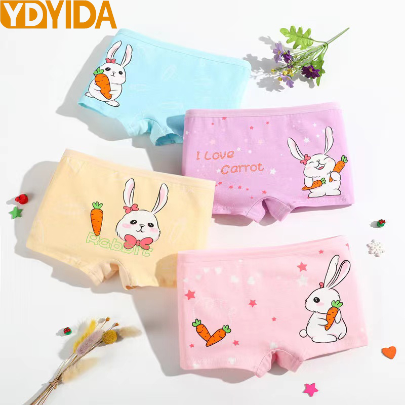 4 Pcs Baby Girl Children Cotton Cartoon Printed Boxer Briefs Panties Girl's Underwear High Quaility Girls Clothing Children Underwear