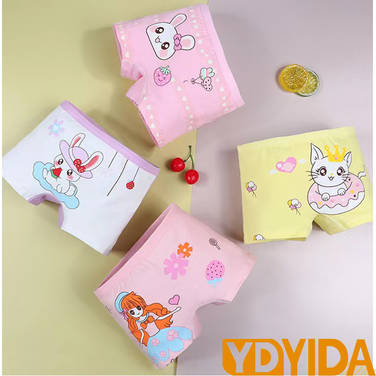 4 Pcs Baby Girl Children Cotton Cartoon Printed Boxer Briefs Panties Girl's Underwear High Quaility Girls Clothing Children Underwear