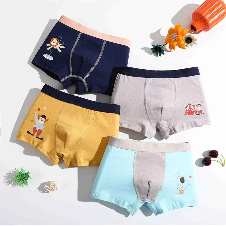 4 Pcs Children Cotton Underwear Boys Cartoon Printed Boxer Underpants Boys Pure Cotton  Boxes Underwear Four Piece Boys' boxer Shorts