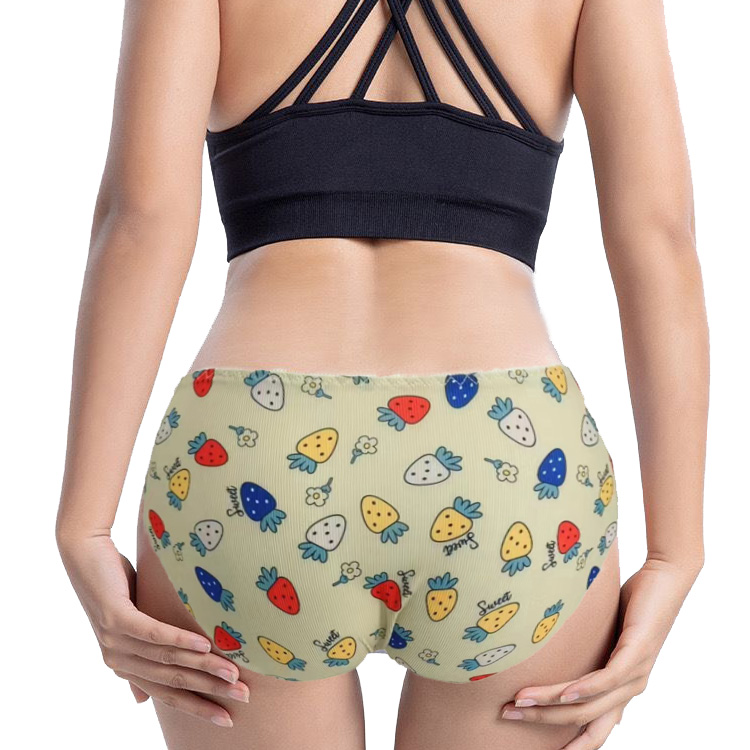 6Pcs New Arrival Girls' Triangle Panties Cartoon Pattern Large Size Girl's Cute Pattern Underwear Elastic Stripe Ice Silk Fabric Comfortable and Breathable Medium High Waist Women's Underwear