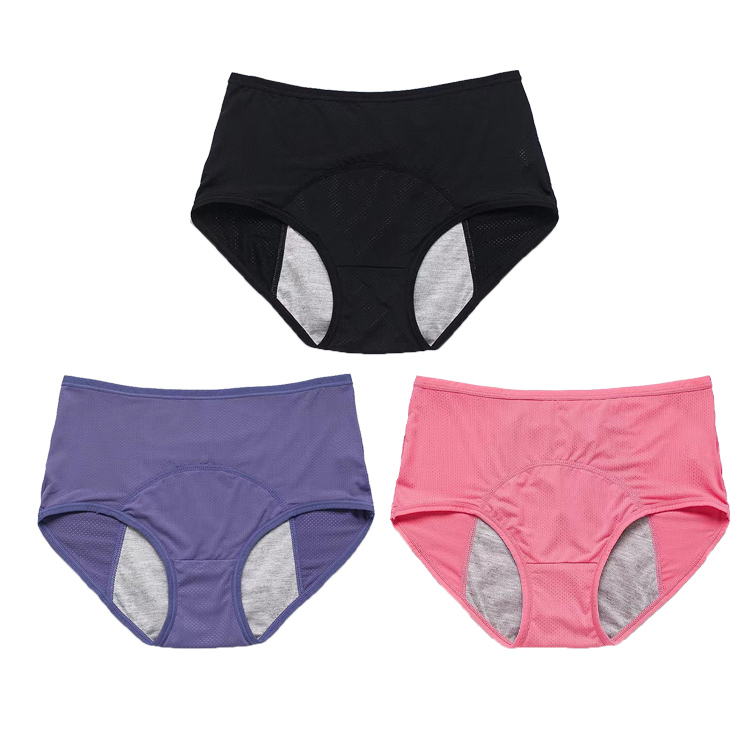3Pcs New Arrival Women's Leak Proof Panties Mesh Breathable Menstrual Underwear Front and Rear Leak Proof Mid High Waist Women's Underwear