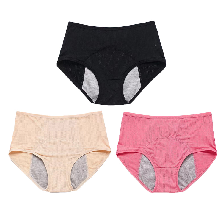 3Pcs New Arrival Women's Leak Proof Panties Mesh Breathable Menstrual Underwear Front and Rear Leak Proof Mid High Waist Women's Underwear