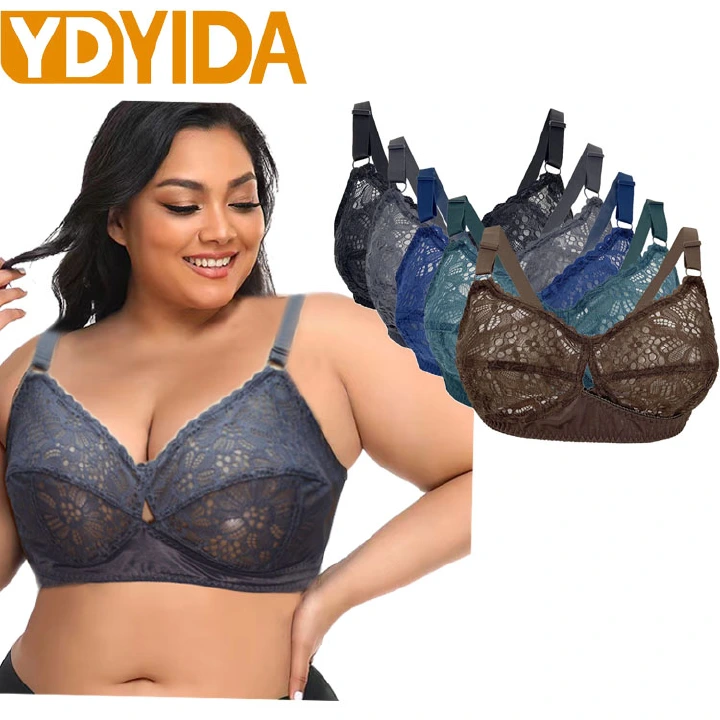 2Pcs New Arrival Women's Sexy Lace Bra High Quality Large Size Women's Underwear Women's Perspective Sexy Bra Without Steel Ring Lace Bra Women's Large Size Sexy Bras