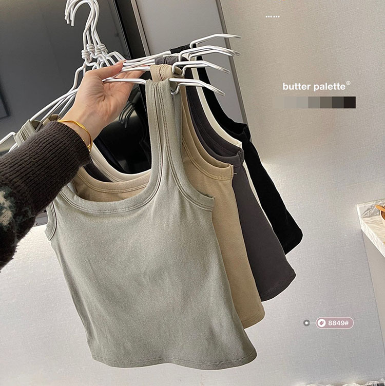 New Women's Pure Cotton Camisole with Chest Pads Crop Top Soft Breathable Beautiful Back Slim Fit Sexy Small Tank Top Solid Color Sexy Girls' Suspended Vest