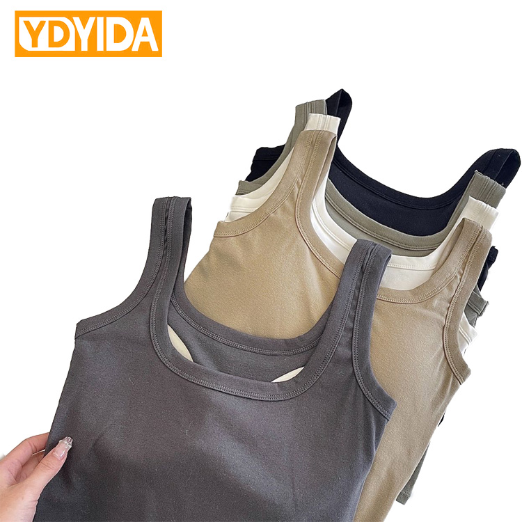New Women's Pure Cotton Camisole with Chest Pads Crop Top Soft Breathable Beautiful Back Slim Fit Sexy Small Tank Top Solid Color Sexy Girls' Suspended Vest